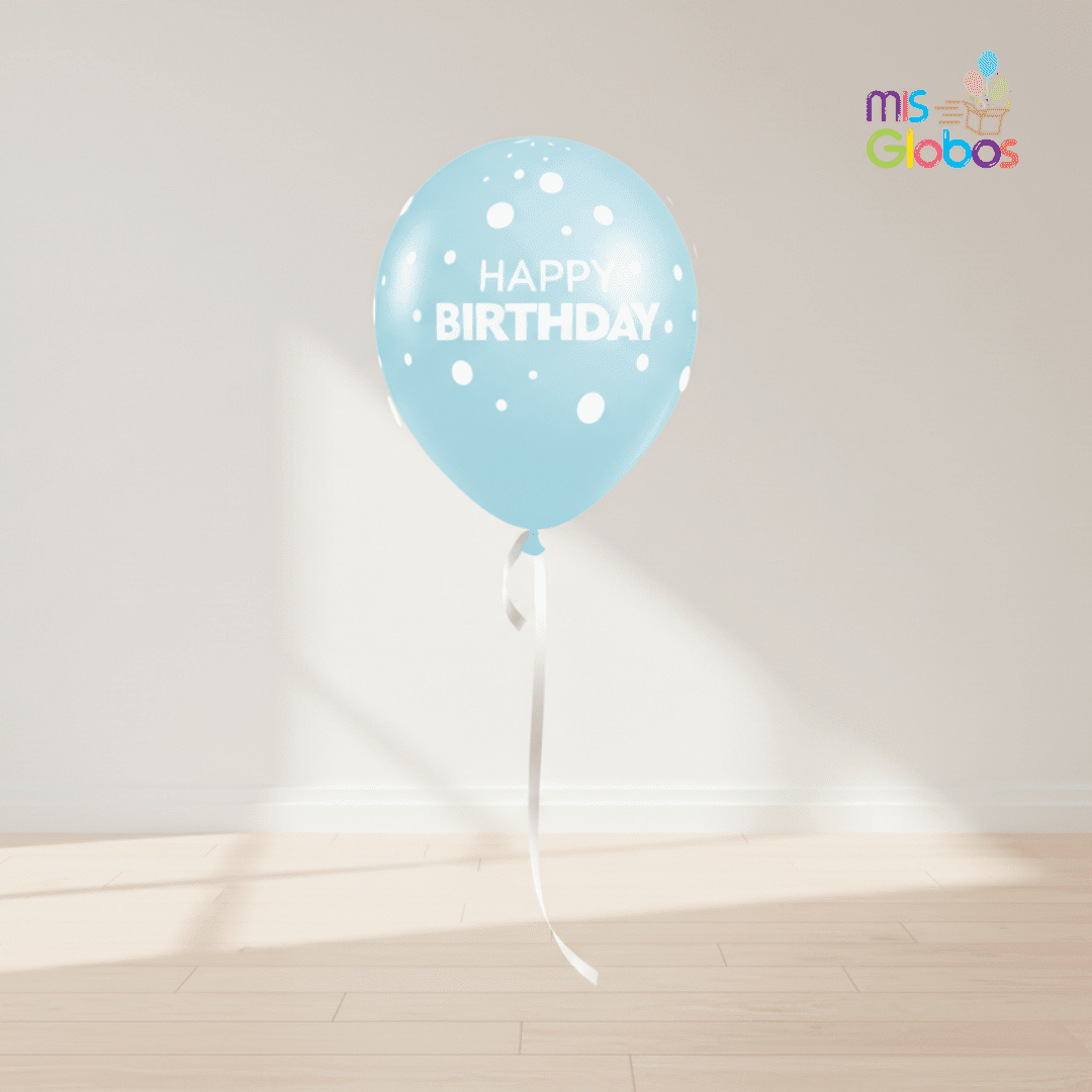 Globos látex Happy Birthday tonos azules