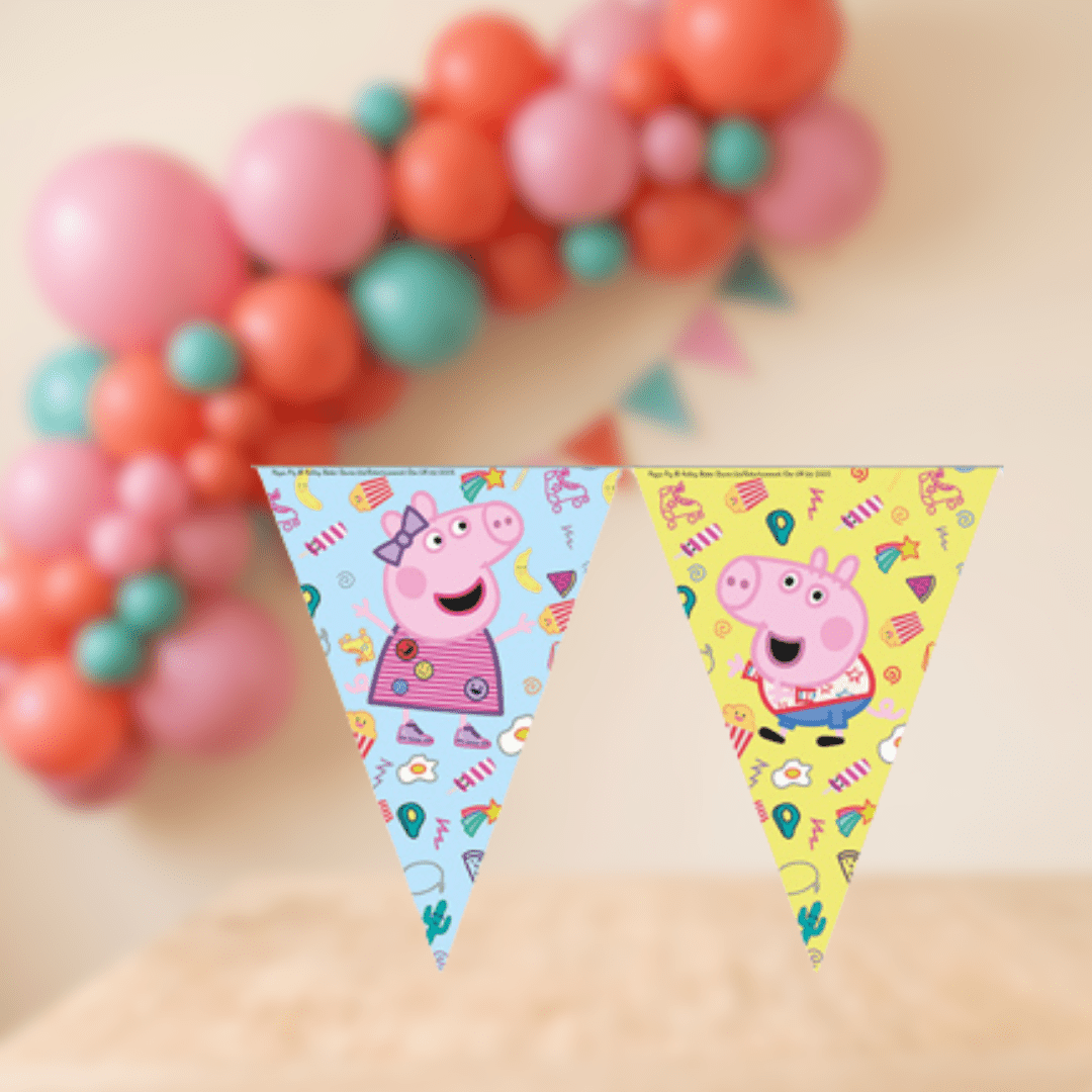 Guirnalda de banderines Peppa Pig 2,3 m - Mis Globos