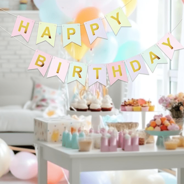 Guirnalda Happy Birthday Multicolor pastel - Mis Globos