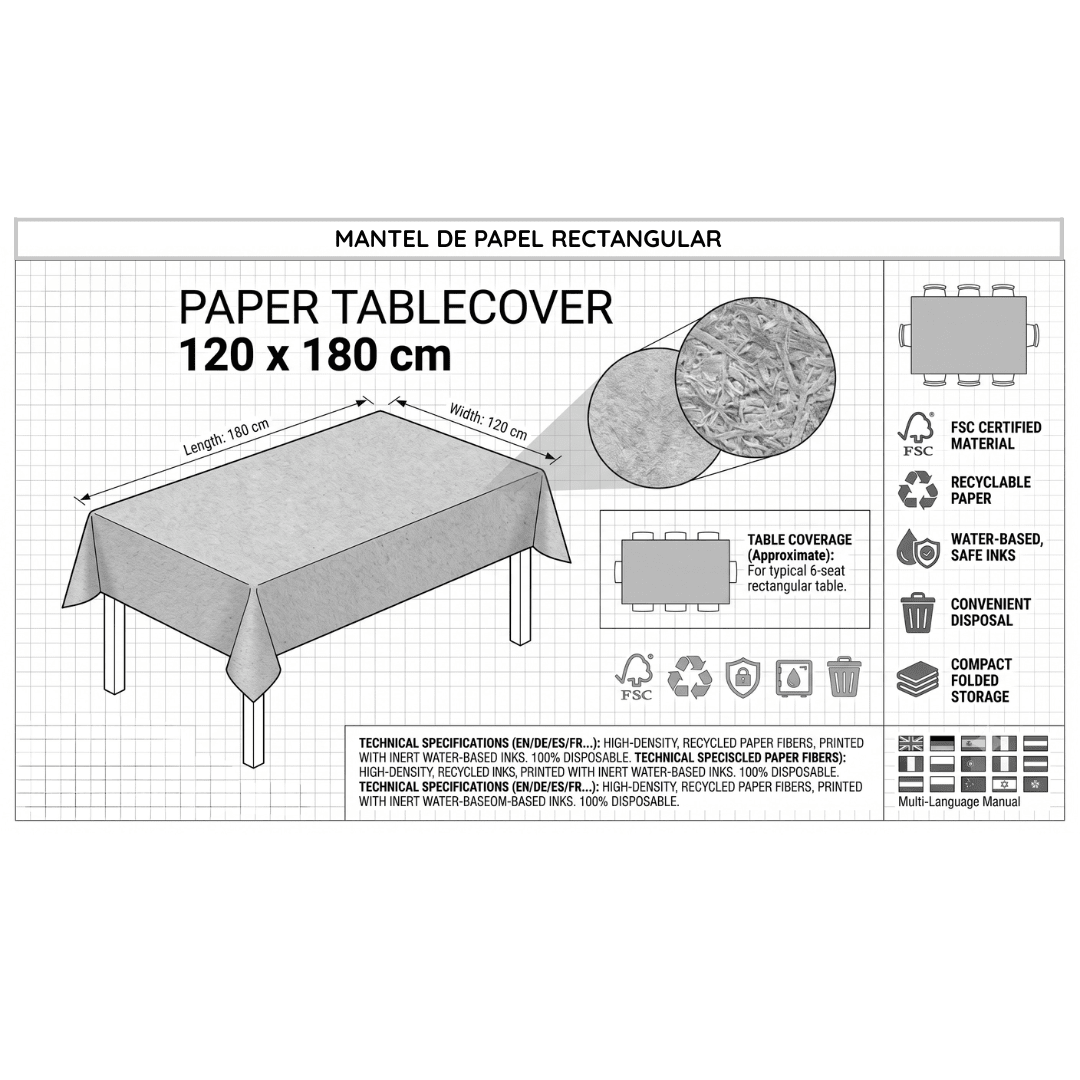 Mantel rectangular papel Blanco