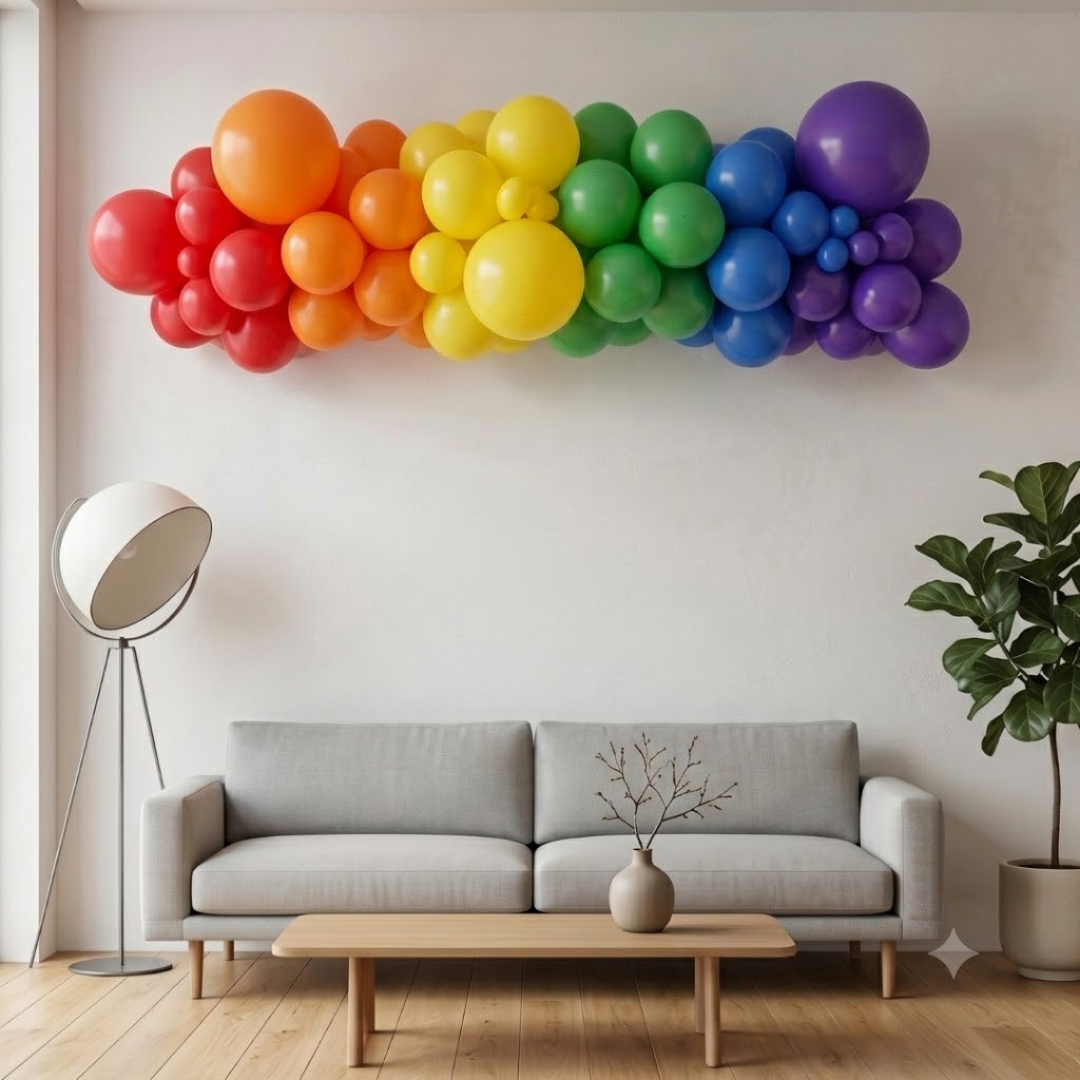 Guirnalda de Globos Arcoíris para colgar en la pared
