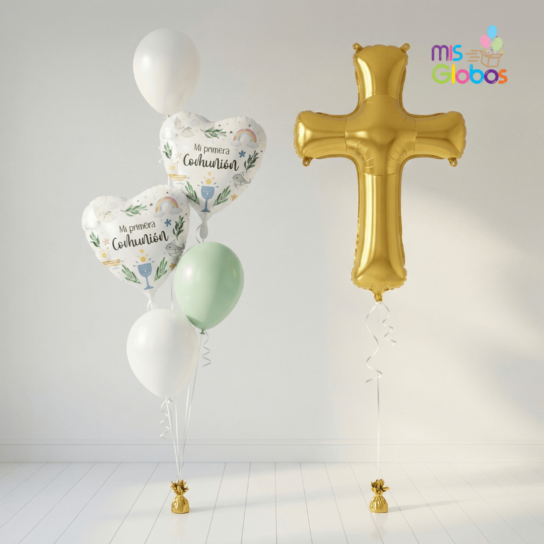 Pack Comunión Animado Cruz corazón - Mis Globos