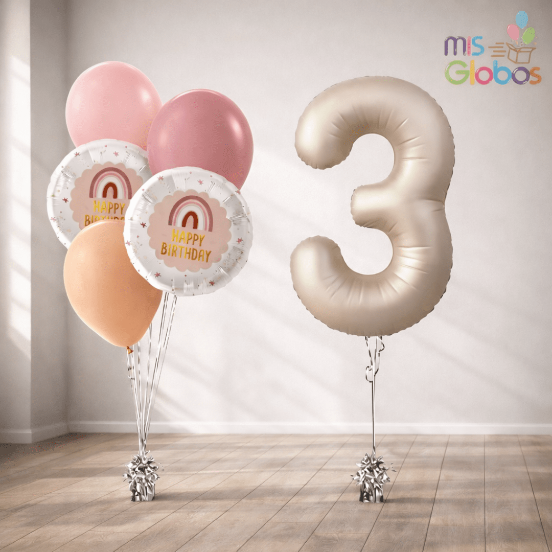 Pack Cumpleaños Animado crema mate - Mis Globos