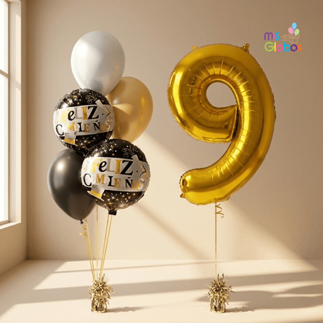 Pack Cumpleaños Animado Oro - Mis Globos