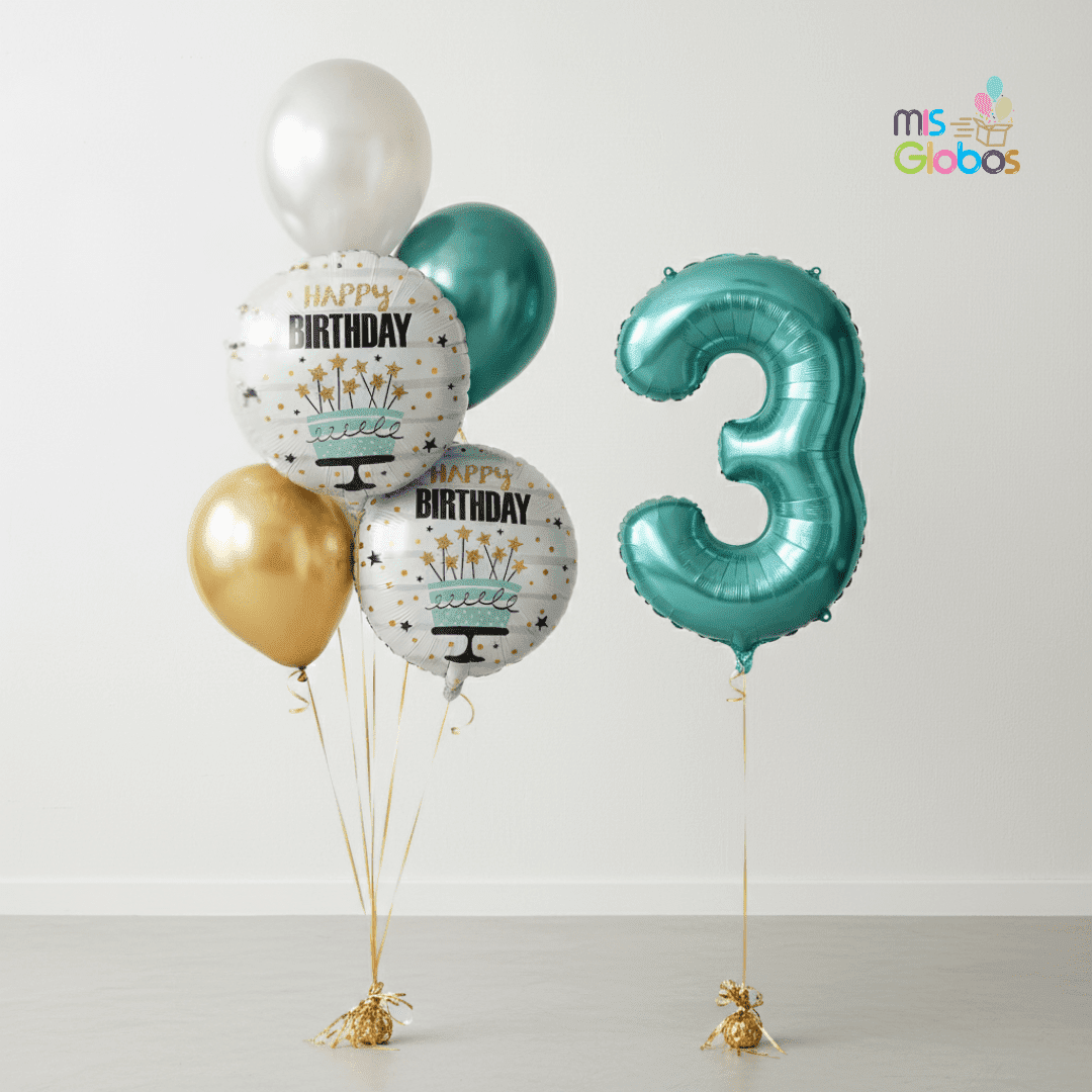 Pack cumpleaños Animado Verde mate - Mis Globos