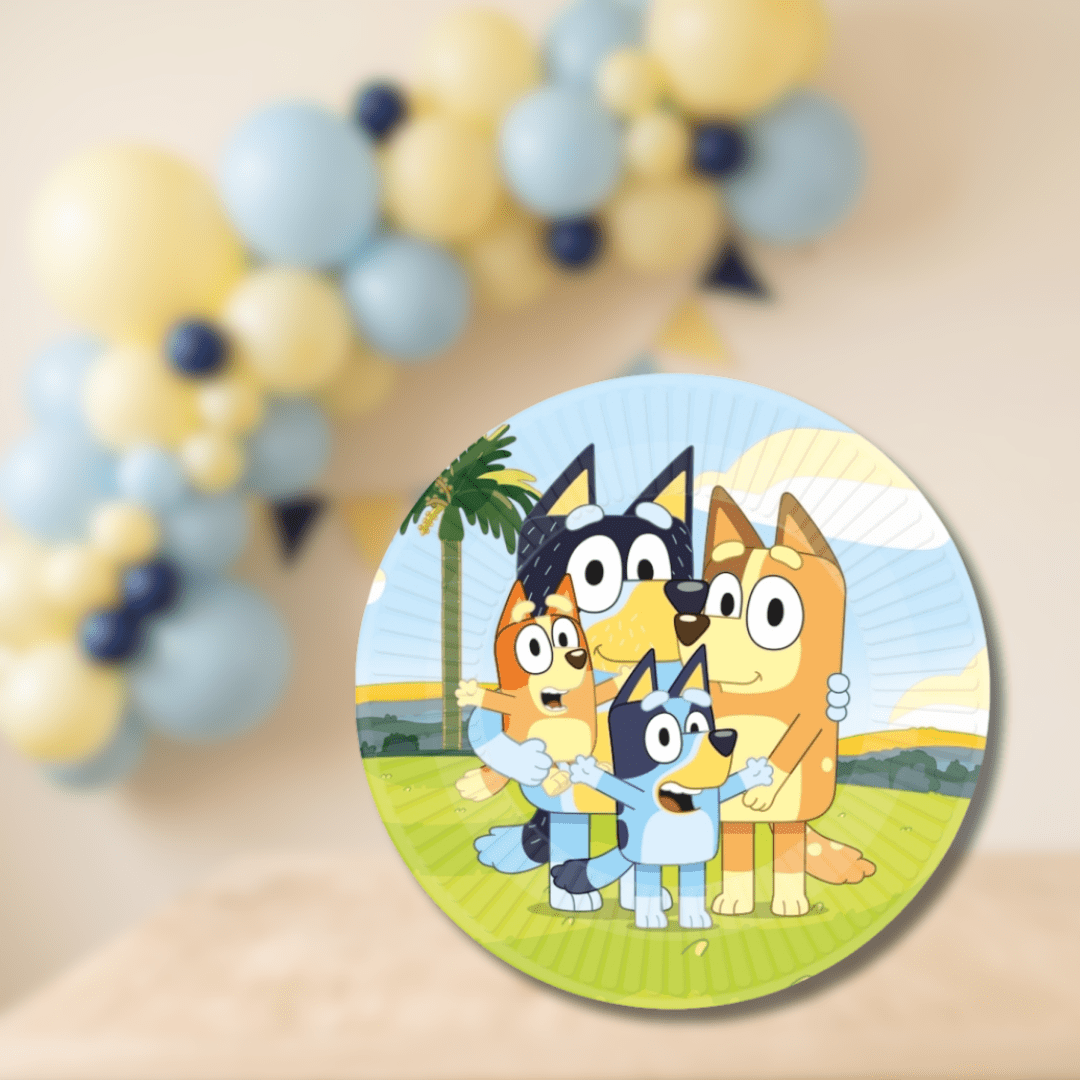 Platos grandes Bluey 23 cm | 8 unidades - Mis Globos