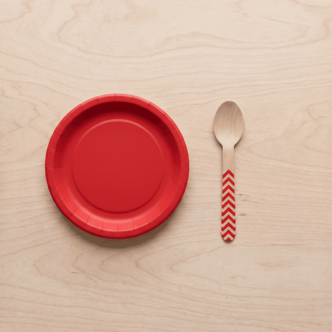 Platos pequeños de cartón rojo 18 cm | 8 unidades