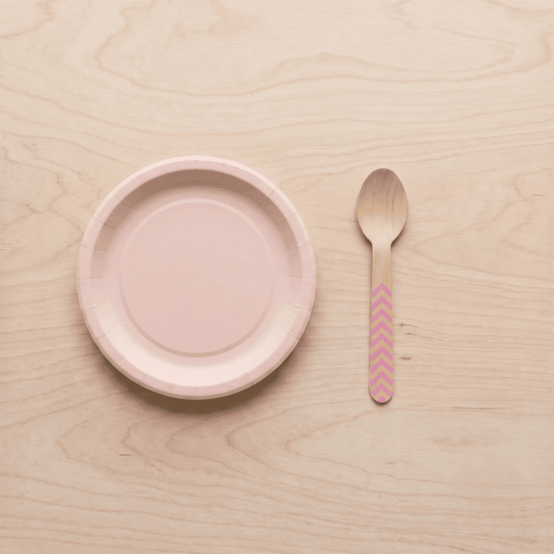 Platos pequeños de cartón rosa 18 cm | 8 unidades