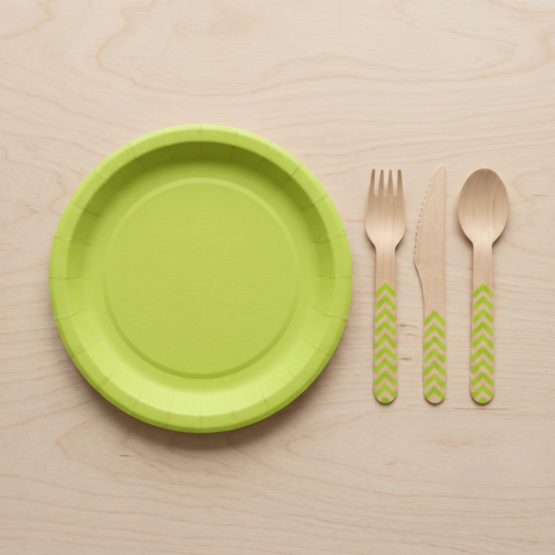 Platos grandes de cartón verde claro 23 cm | 8 unidades