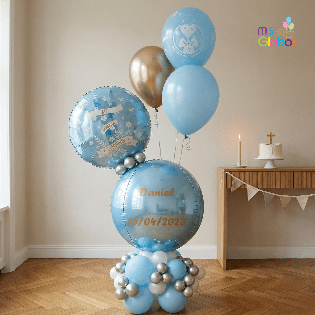 Ramo Ataraxia Comunión Azul - Mis Globos