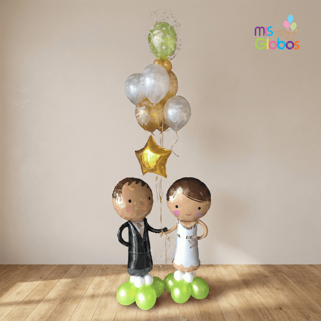 Ramo de globos Boda base novios - Mis Globos