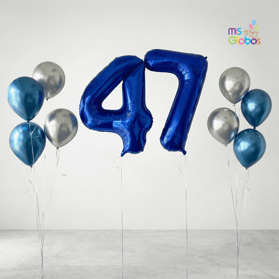 Ramo de globos doble número fantasía cromada. - Mis Globos