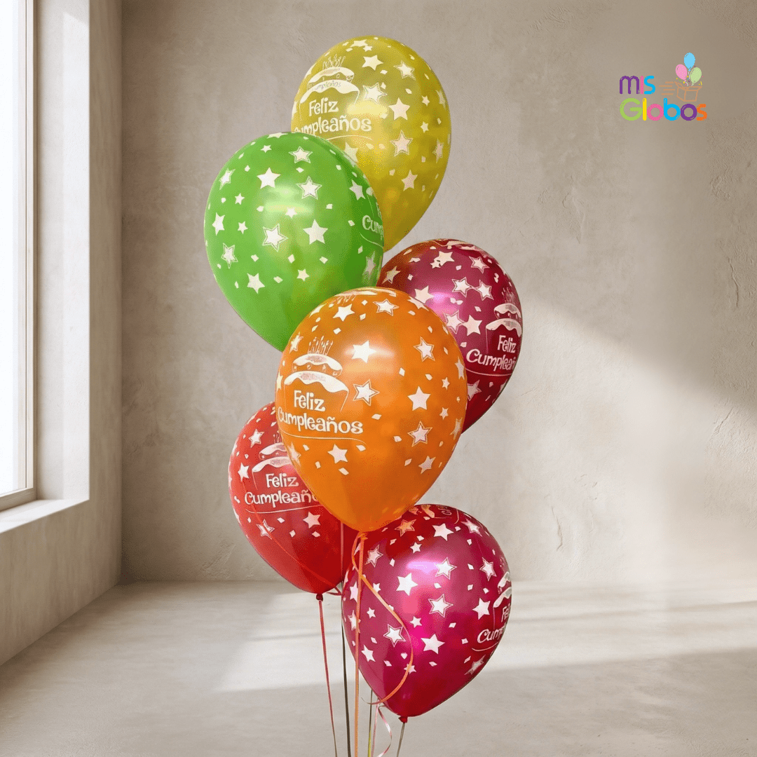 Ramo de globos en escalera con pesa - Mis Globos