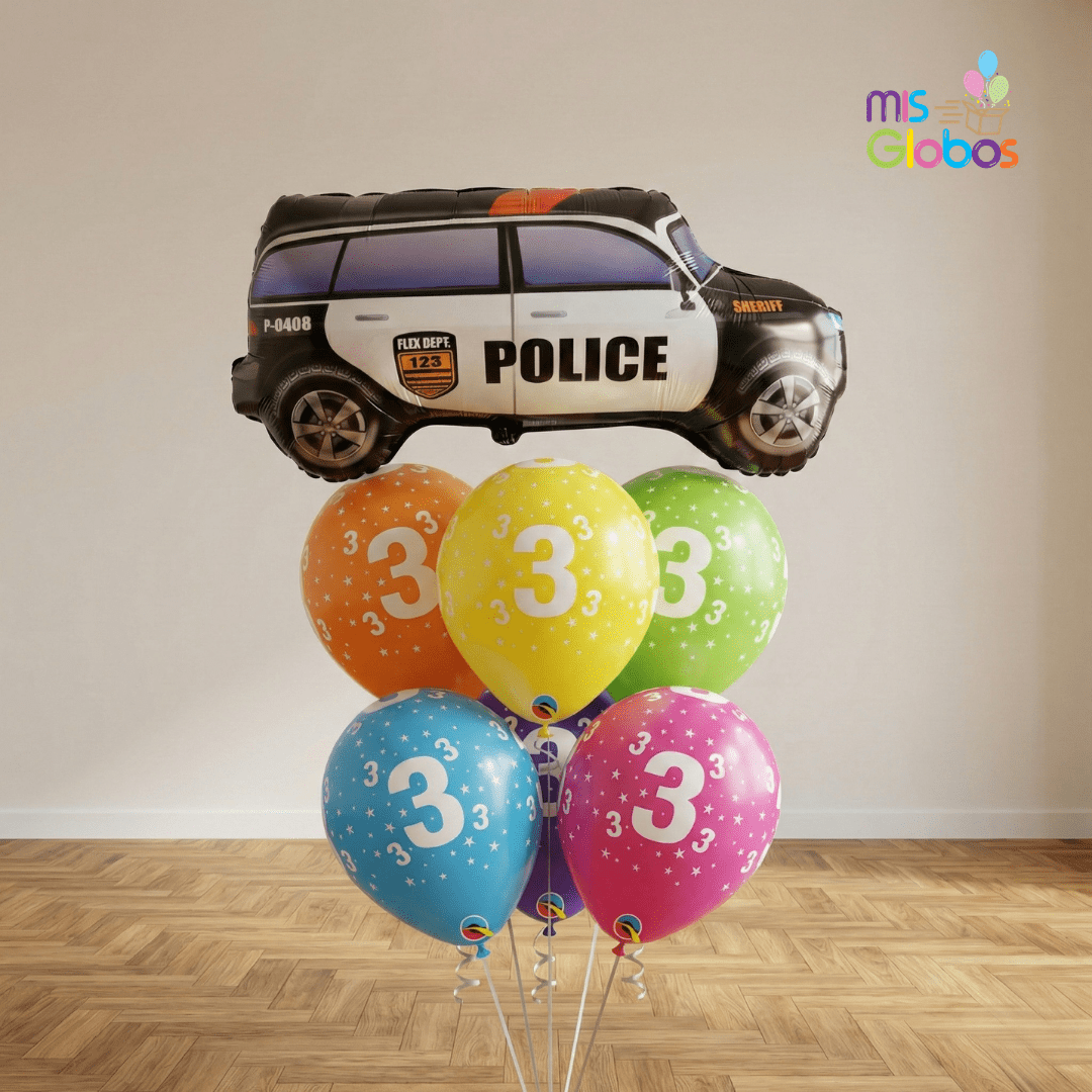 Ramo de globos Sigma Coche de Policía - Mis Globos