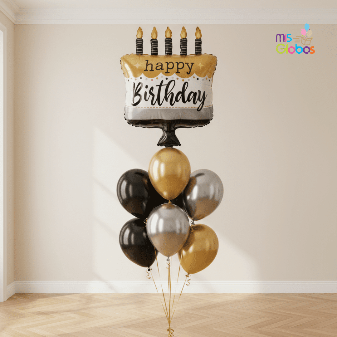 Ramo de globos Sigma Happy Birthday Tarta Elegante - Mis Globos