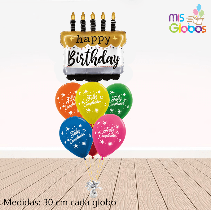 Ramo de globos Sigma Happy Birthday Tarta Elegante