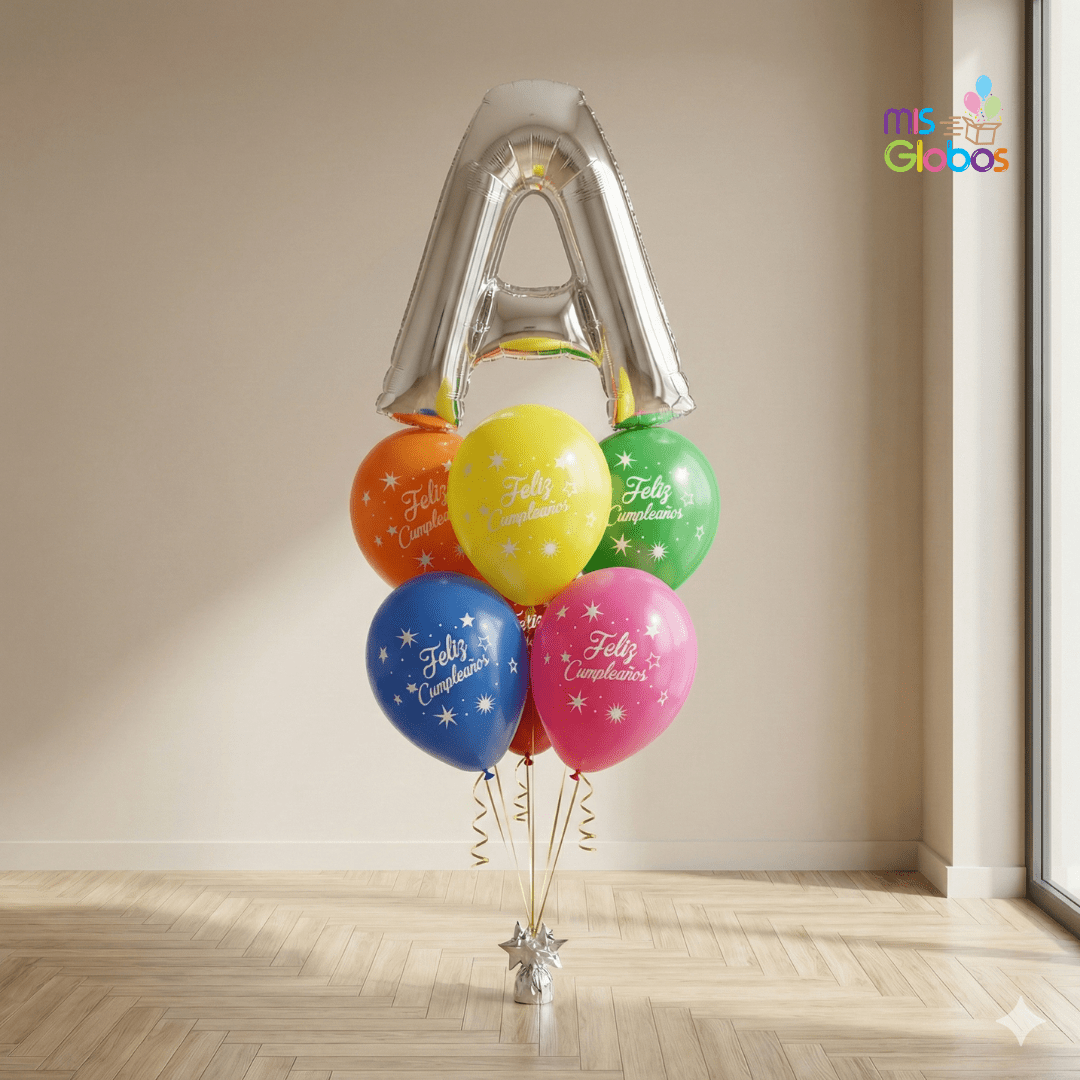 Ramo de globos Sigma Inicial Plata - Mis Globos