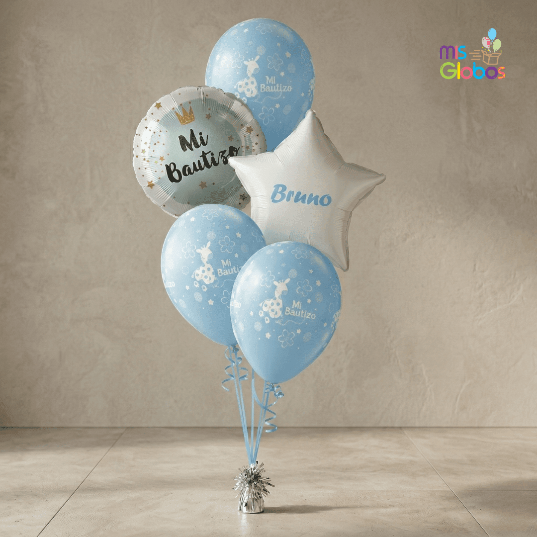 Ramo en escalera Bautizo azul