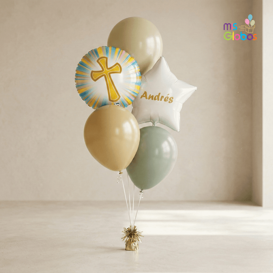 Ramo en escalera Bautizo pastel - Mis Globos