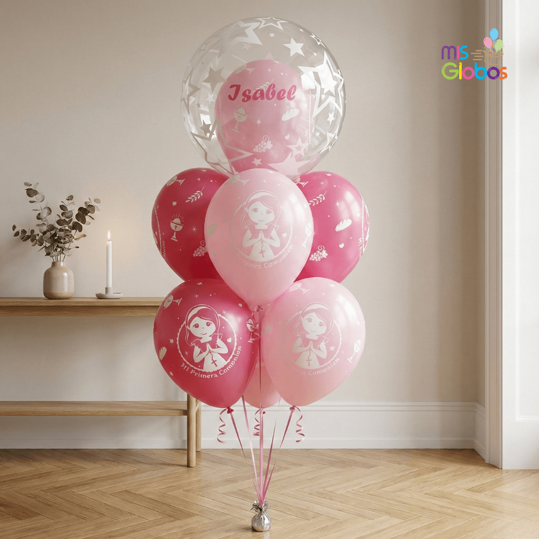 Ramo Especial Comunión rosa - Mis Globos