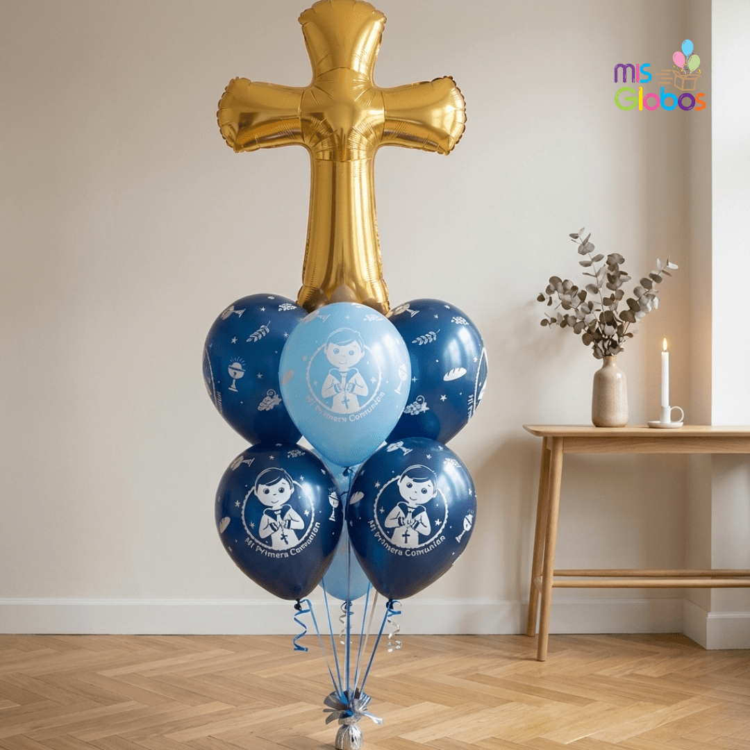 Ramo Especial Cruz Comunión azul - Mis Globos