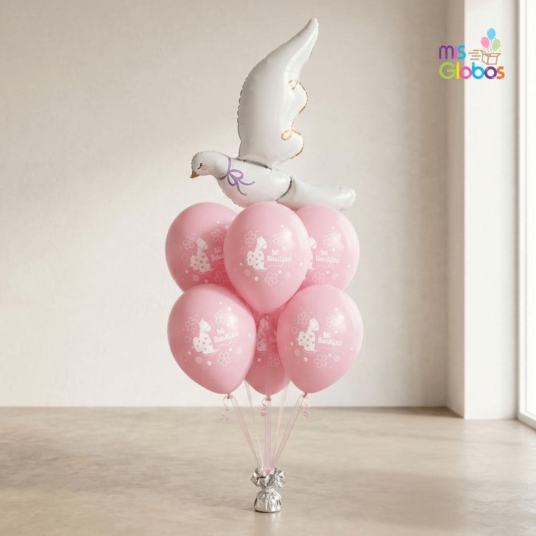 Ramo de Globos Sigma Bautizo Rosa