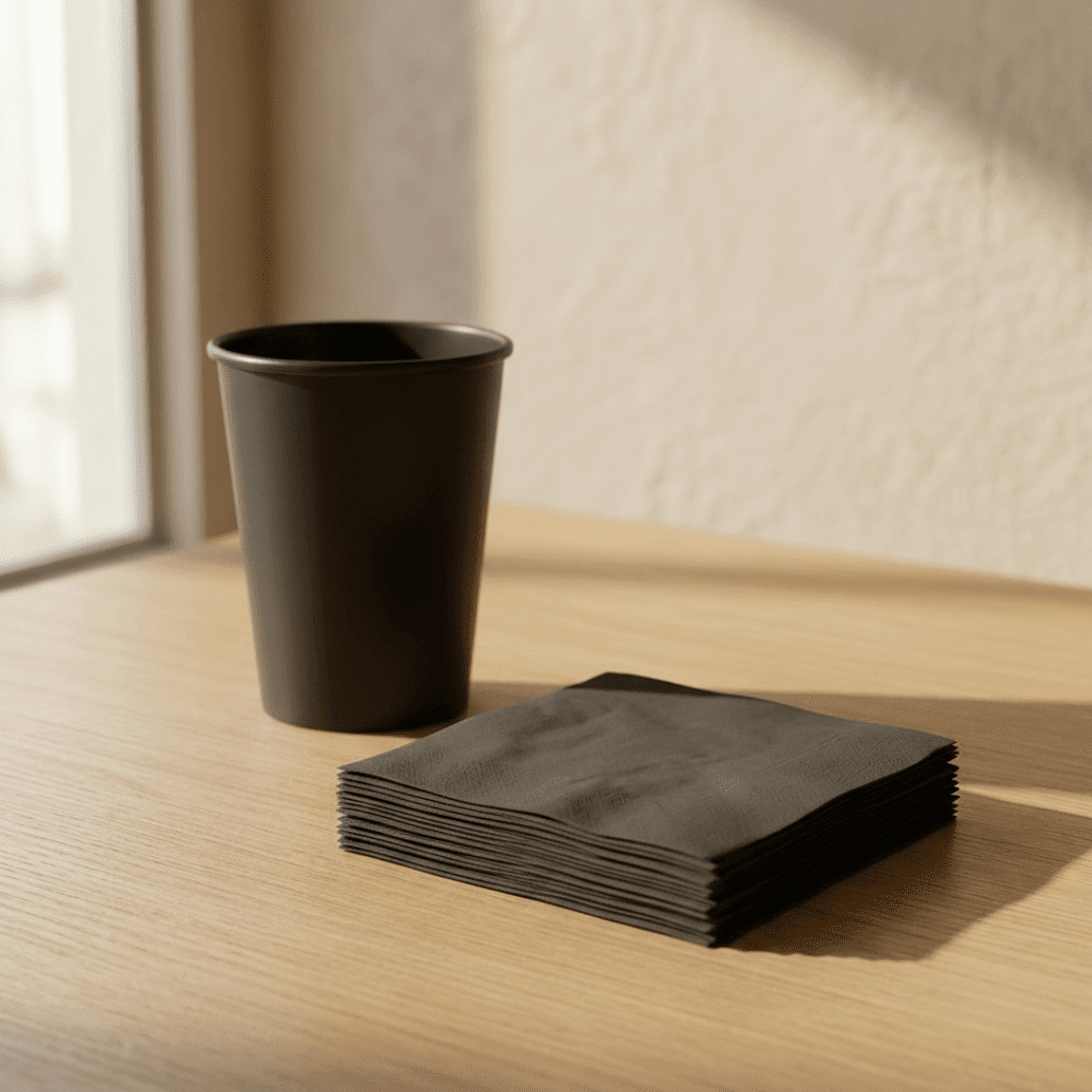Servilletas de papel negro 24 × 24 cm | 20 unidades