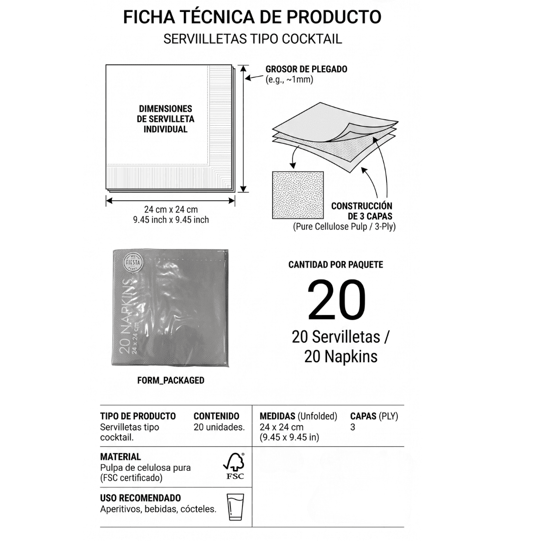 Servilletas de papel amarillo 24 × 24 cm | 20 unidades