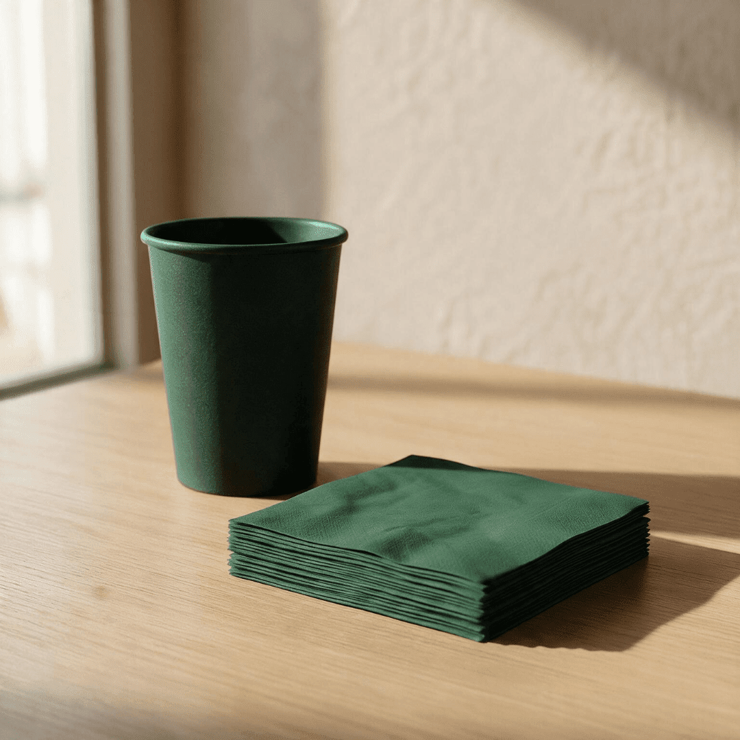 Servilletas de papel verde oscuro 24 × 24 cm | 20 unidades
