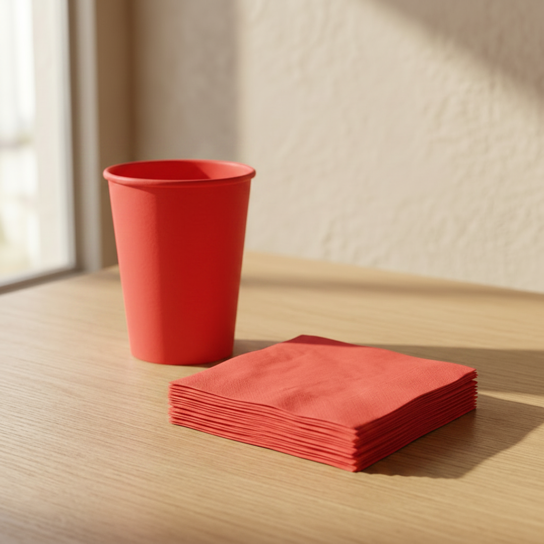 Servilletas de papel rojo 24 × 24 cm | 20 unidades