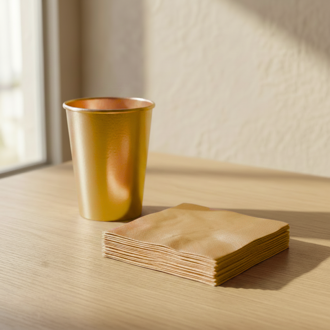 Servilletas de papel oro 24 × 24 cm | 20 unidades