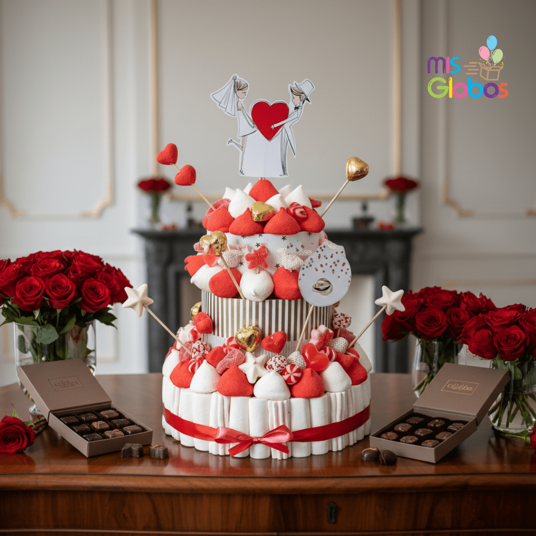 Tarta de chuches Amor - Mis Globos