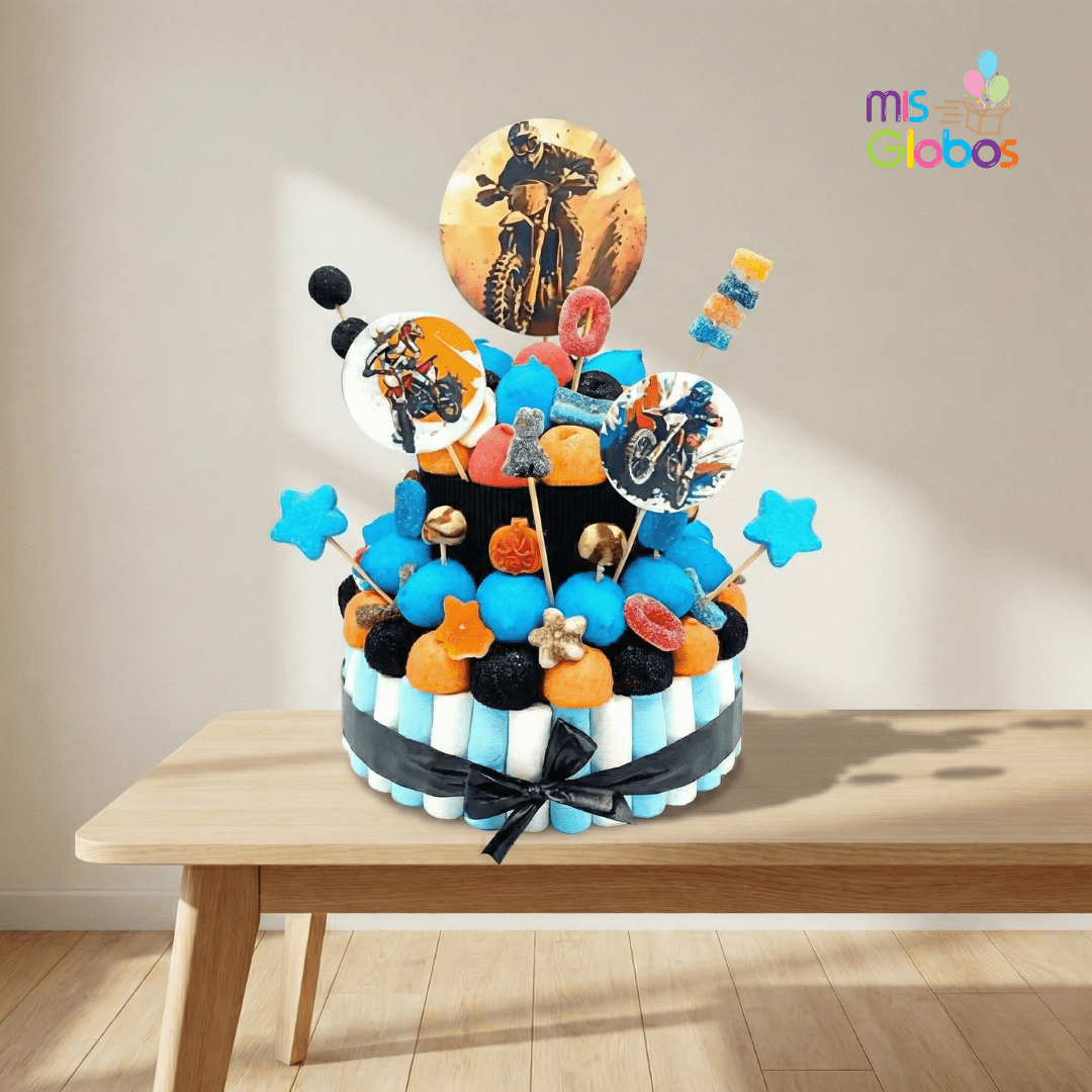 Tarta de chuches Motocross - Mis Globos