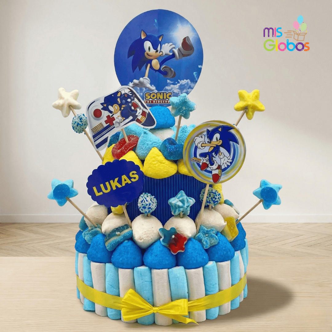 Tarta de chuches Sonic - Mis Globos