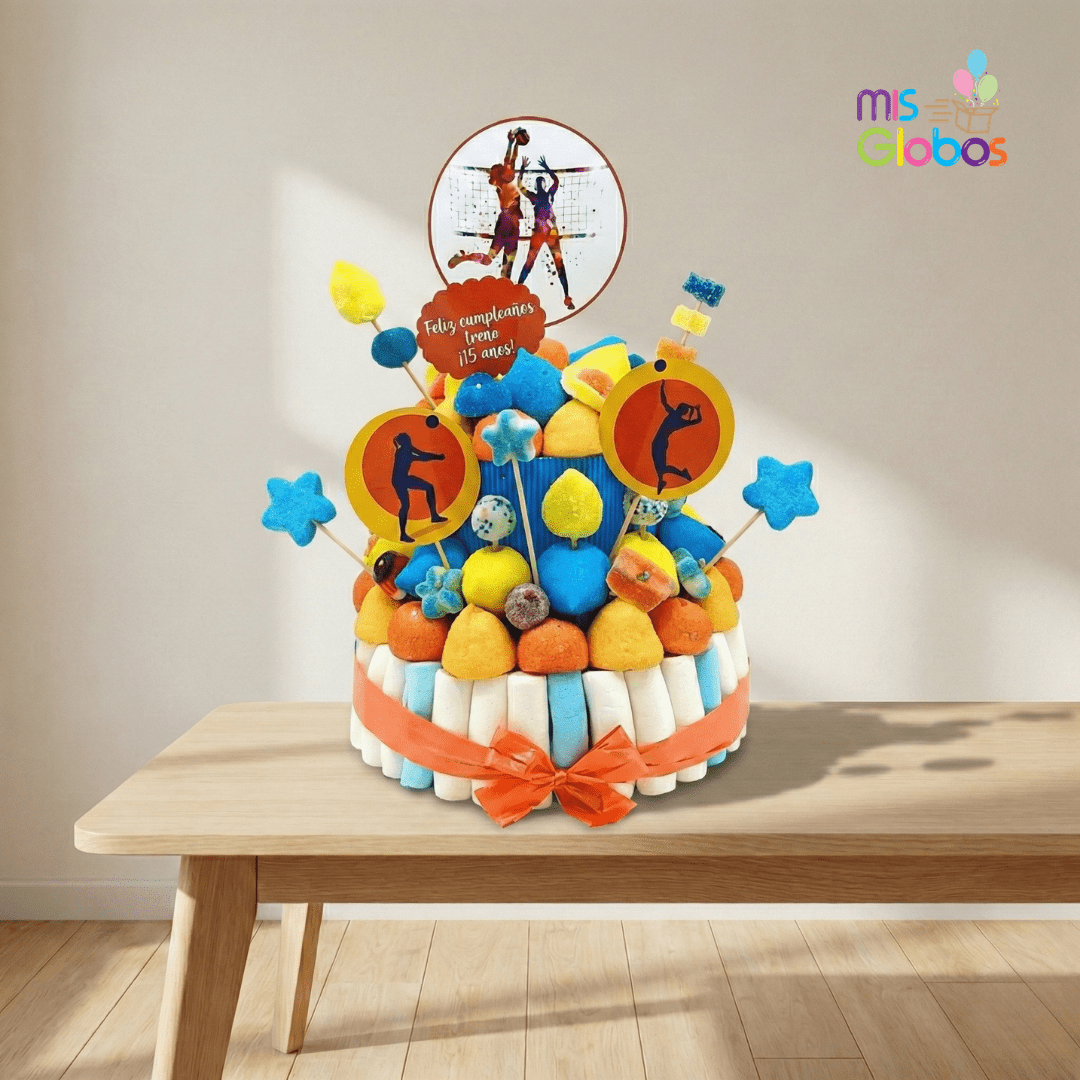 Tarta de chuches Voleibol - Mis Globos