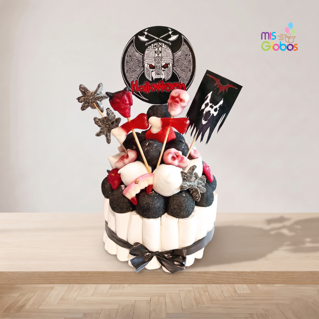 Tarta de chuches Halloween Máscara