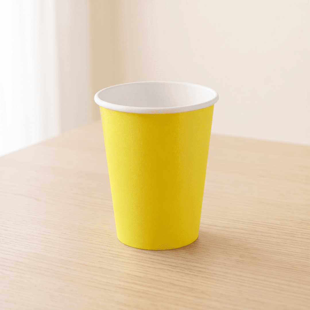 Vasos de cartón amarillo 210 ml | 8 unidades