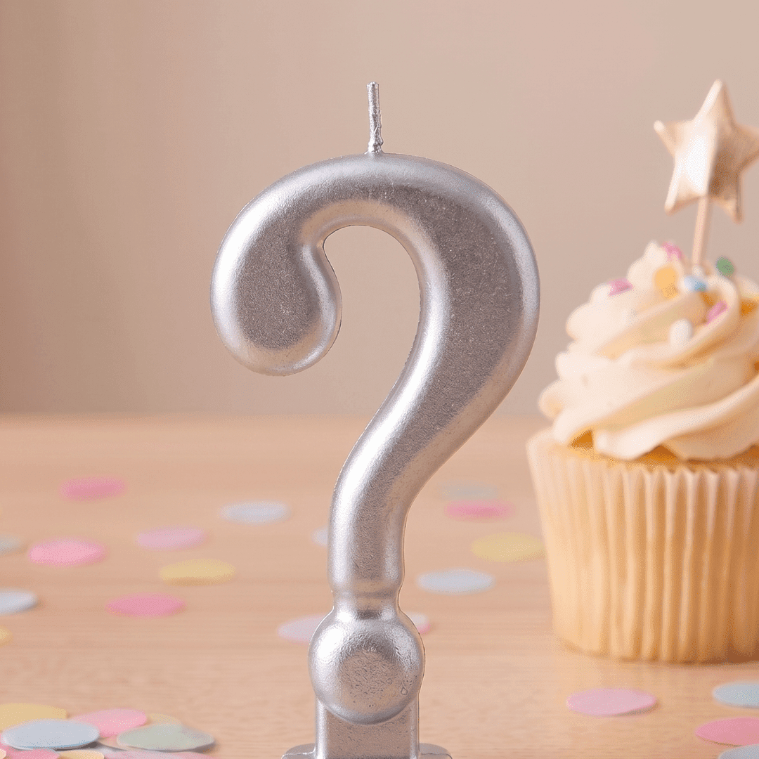 Vela de cumpleaños interrogante plata