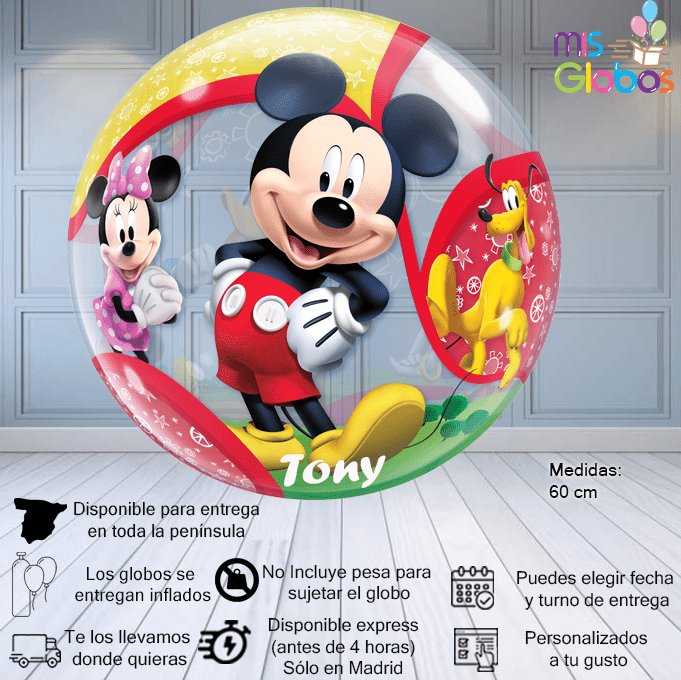 Globo Burbuja 60 cm Mickey