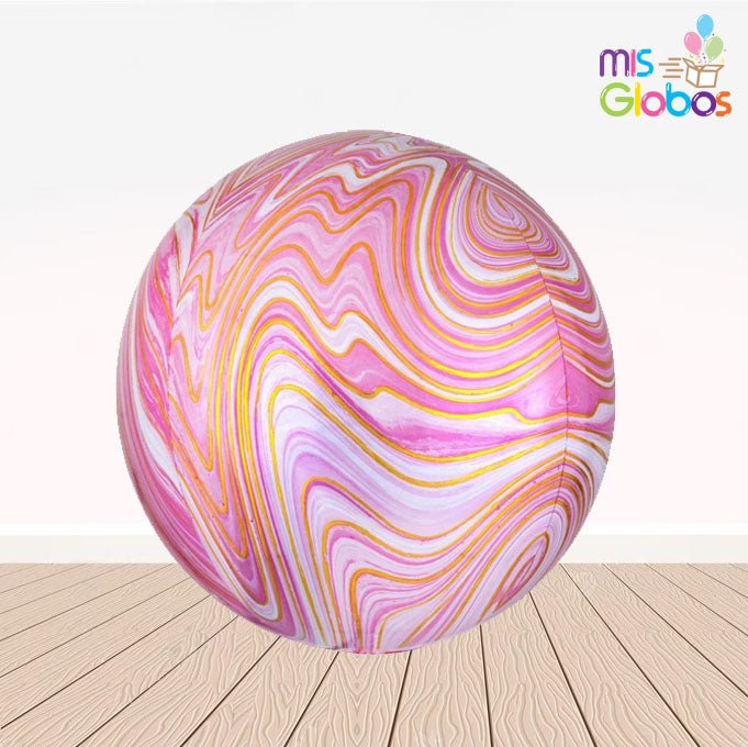 Globo forma esfera marmolado rosa