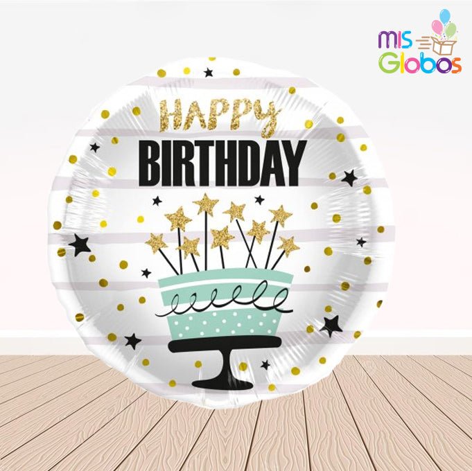 Globo mylar Happy Birthday estrellas pastel