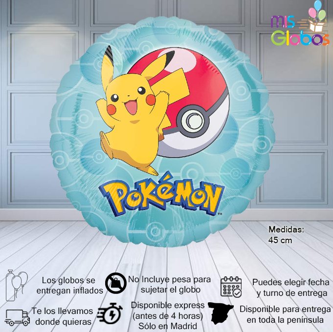 Globo Mylar Pokemon de 45 cm.
