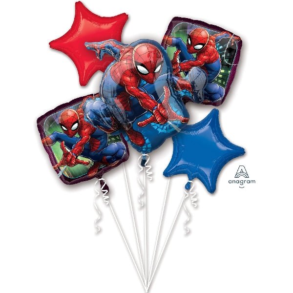 Kit Decoración Spiderman Rojo Azul Cortina Feliz Cumpleaños