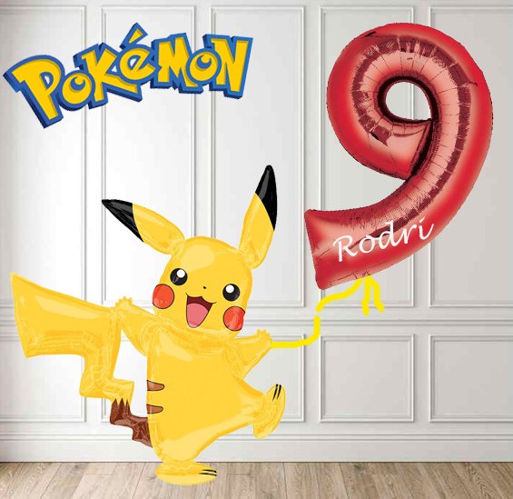 Kit Decoración Globos Pikachu Número Rojo Cumpleaños Pokemon – tienda