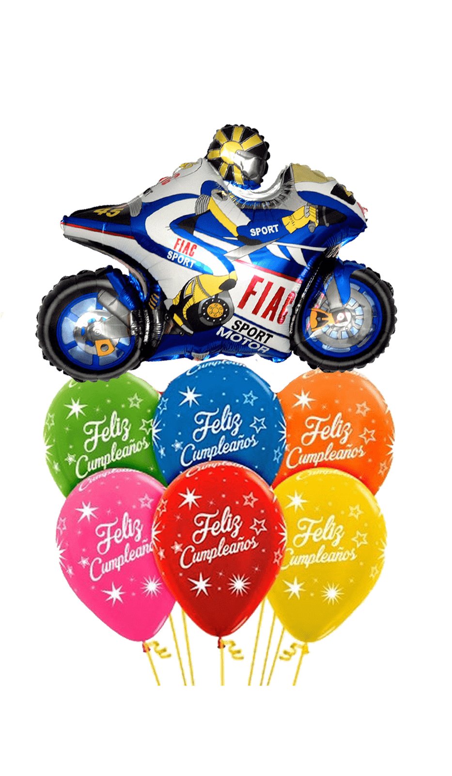Ramo de globos Moto de carreras azul