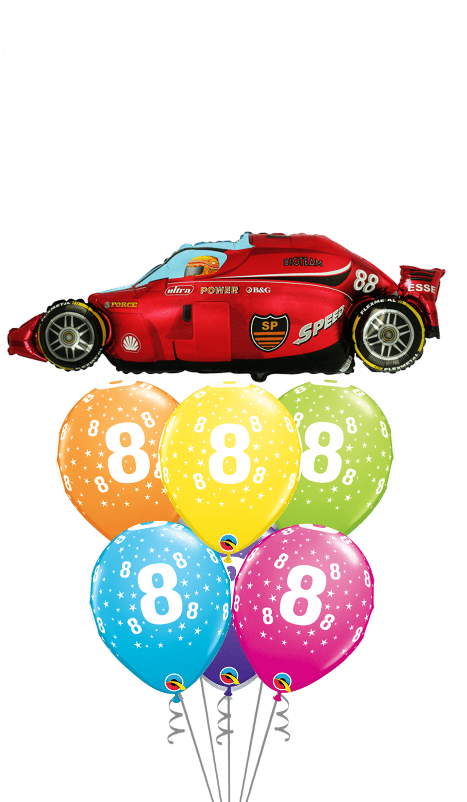 Ramo de globos Sigma Coche de carreras cumpleaños - Mis Globos