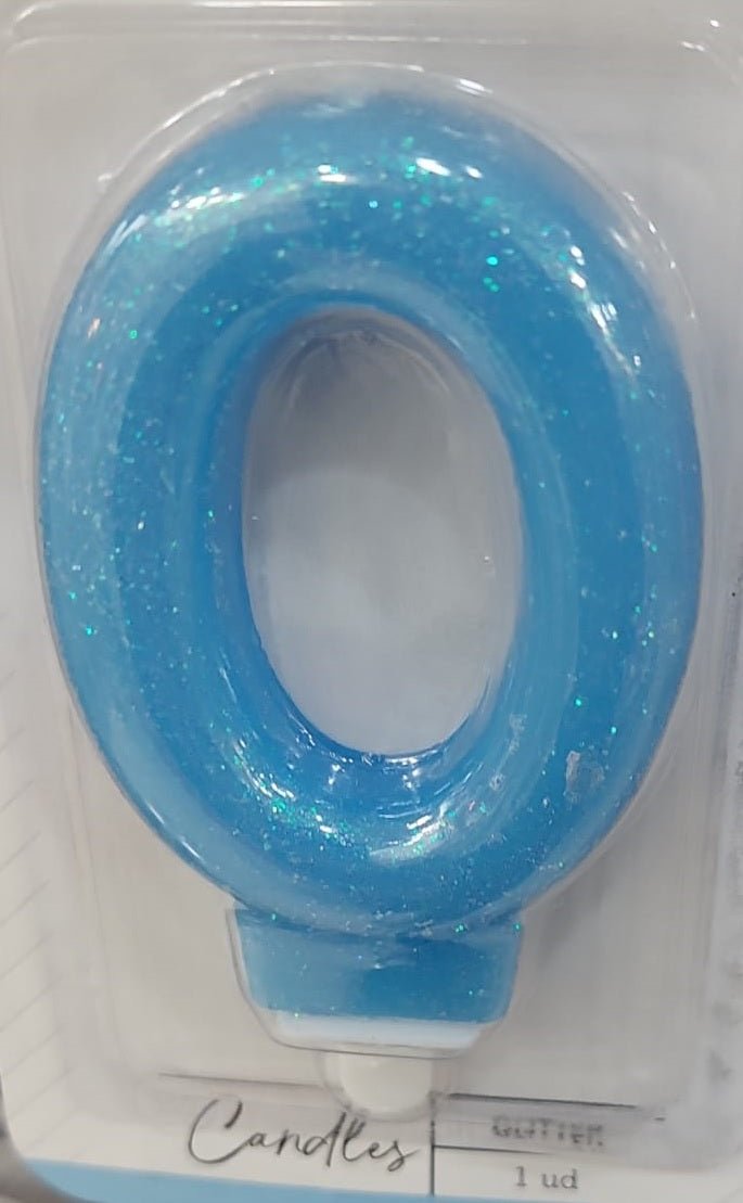 Vela 0 glitter azul